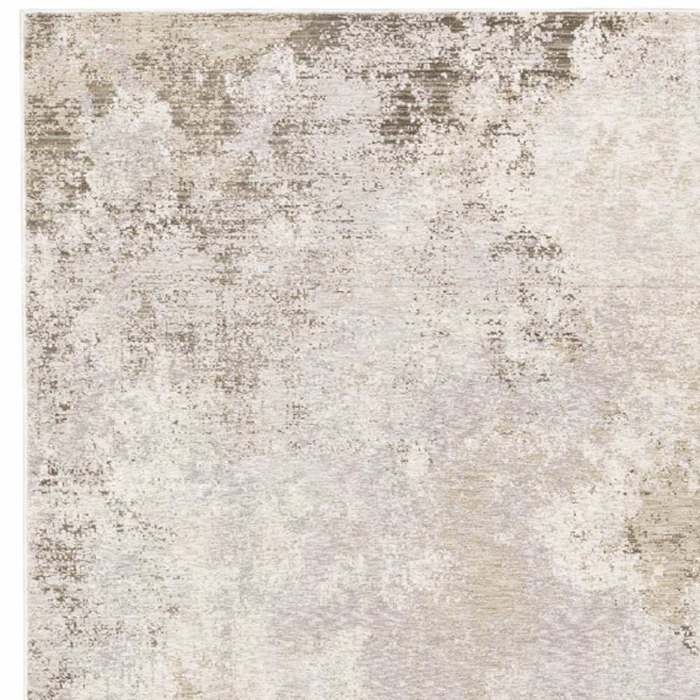 10' X 13' Beige Ivory Tan Grey And Brown Abstract Power Loom Stain Resistant Area Rug - Homeroots - Flyclothing LLC