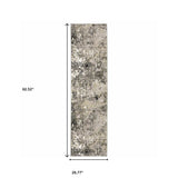 2' X 8' Grey Ivory Beige Charcoal Black Tan And Brown Abstract Power Loom Stain Resistant Runner Rug - Homeroots - Flyclothing LLC