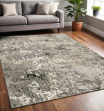 5' X 8' Grey Ivory Beige Charcoal Black Tan And Brown Abstract Power Loom Stain Resistant Area Rug - Homeroots - Flyclothing LLC