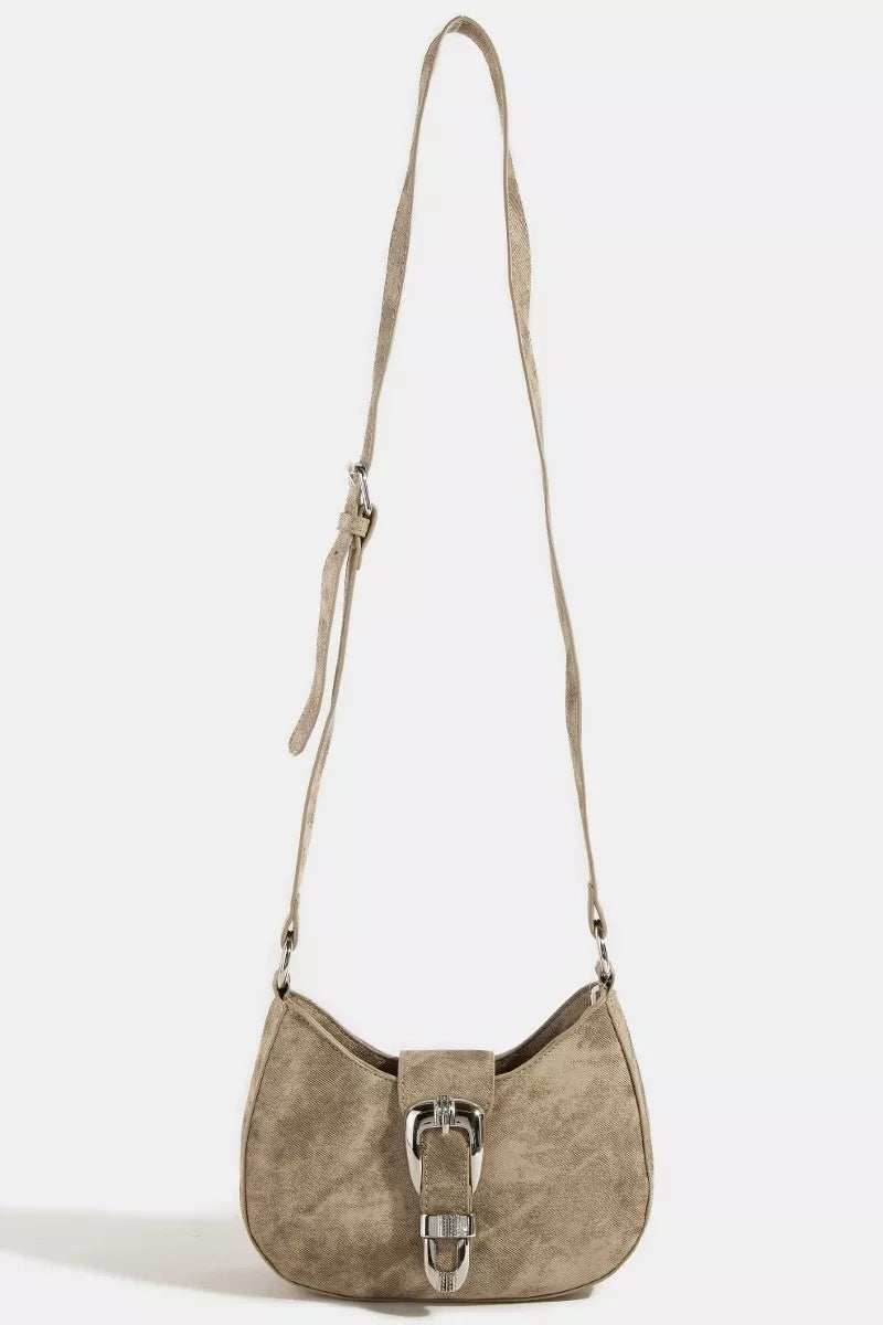 Fame Buckle Detail Hobo Shoulder Bag - Trendsi - Flyclothing LLC
