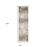 2' X 8' Ivory Grey Tan Brown And Beige Abstract Power Loom Stain Resistant Runner Rug - Homeroots - Flyclothing LLC