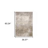 3' X 5' Ivory Grey Tan Brown And Beige Abstract Power Loom Stain Resistant Area Rug - Homeroots - Flyclothing LLC
