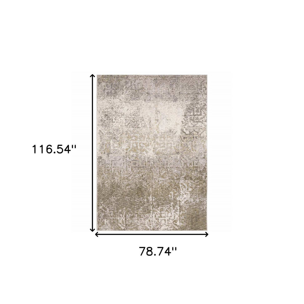 6' X 9' Ivory Grey Tan Brown And Beige Abstract Power Loom Stain Resistant Area Rug - Homeroots - Flyclothing LLC