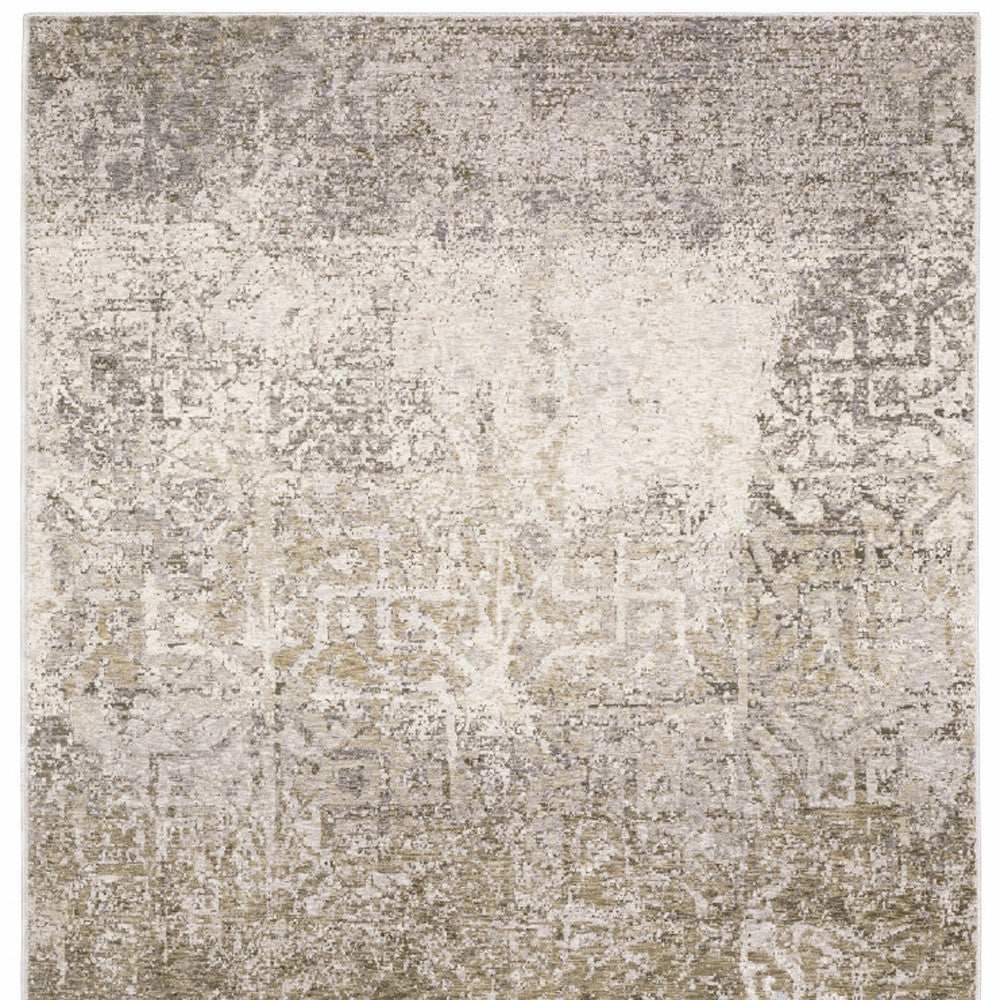 10' X 13' Ivory Grey Tan Brown And Beige Abstract Power Loom Stain Resistant Area Rug - Homeroots - Flyclothing LLC