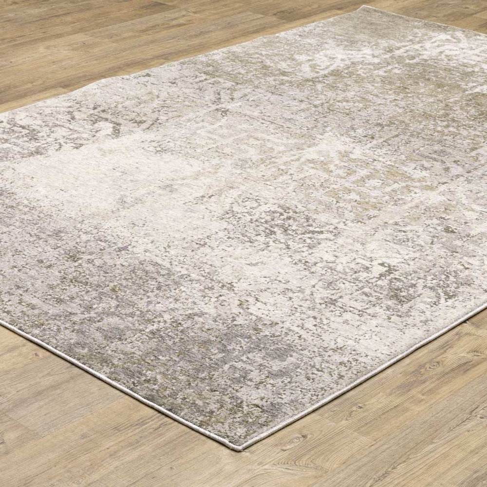10' X 13' Ivory Grey Tan Brown And Beige Abstract Power Loom Stain Resistant Area Rug - Homeroots - Flyclothing LLC