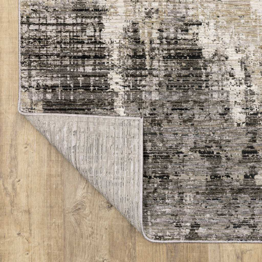 2' X 8' Grey Beige Charcoal Brown Tan And Ivory Abstract Power Loom Stain Resistant Runner Rug - Homeroots - Flyclothing LLC
