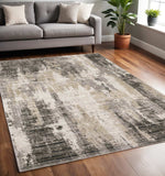 5' X 8' Grey Beige Charcoal Brown Tan And Ivory Abstract Power Loom Stain Resistant Area Rug - Homeroots - Flyclothing LLC