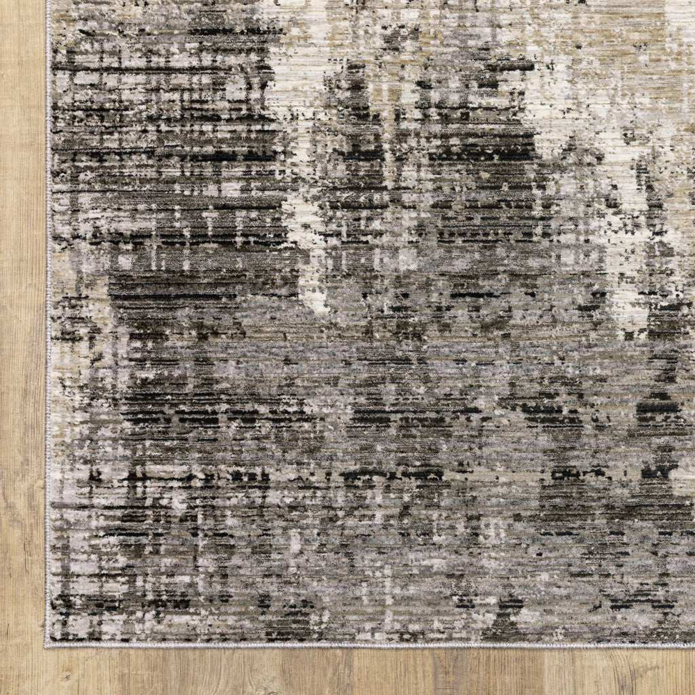 5' X 8' Grey Beige Charcoal Brown Tan And Ivory Abstract Power Loom Stain Resistant Area Rug - Homeroots - Flyclothing LLC