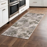 2' X 8' Grey Ivory Beige Tan Brown And Black Abstract Power Loom Stain Resistant Runner Rug - Homeroots - Flyclothing LLC