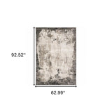 5' X 8' Grey Ivory Charcoal Tan Black And Beige Abstract Power Loom Stain Resistant Area Rug - Homeroots - Flyclothing LLC