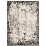 6' X 9' Grey Ivory Charcoal Tan Black And Beige Abstract Power Loom Stain Resistant Area Rug - Homeroots - Flyclothing LLC