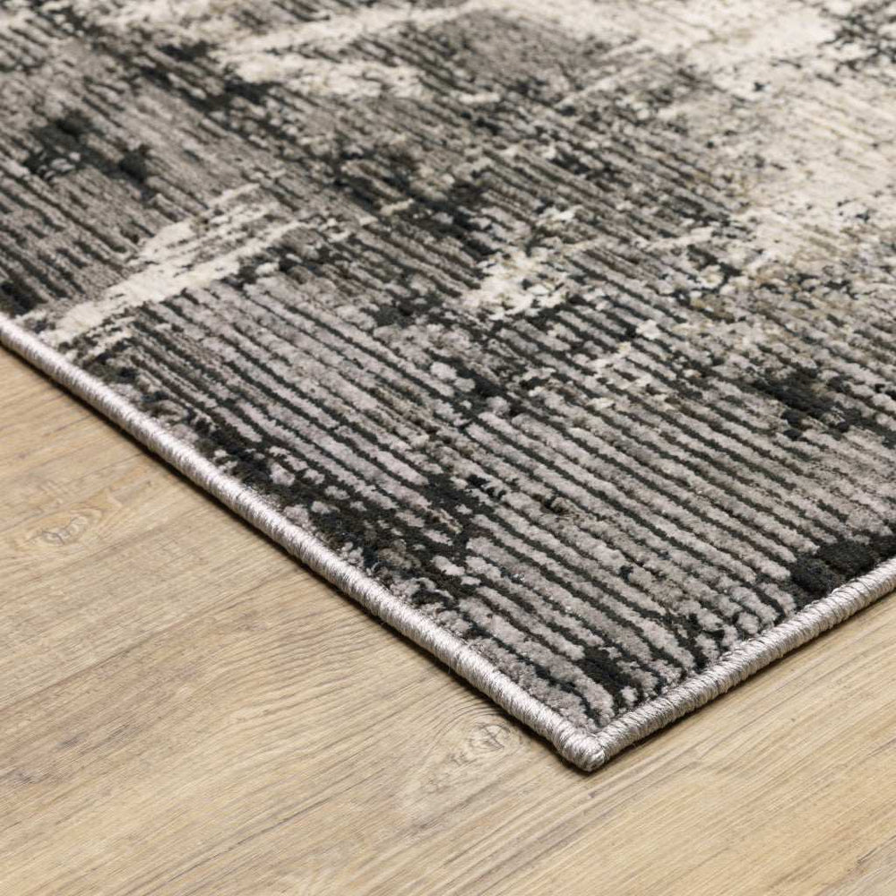 10' X 13' Grey Ivory Charcoal Tan Black And Beige Abstract Power Loom Stain Resistant Area Rug - Homeroots - Flyclothing LLC