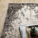 10' X 13' Grey Ivory Charcoal Tan Black And Beige Abstract Power Loom Stain Resistant Area Rug - Homeroots - Flyclothing LLC
