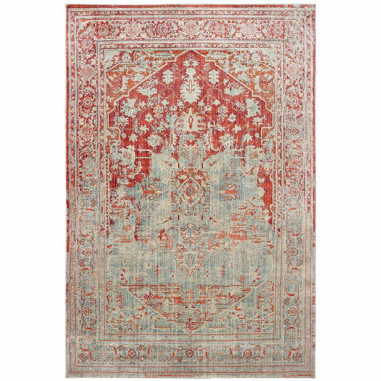 10' X 13' Grey And Orange Oriental Power Loom Stain Resistant Area Rug - Homeroots - Flyclothing LLC