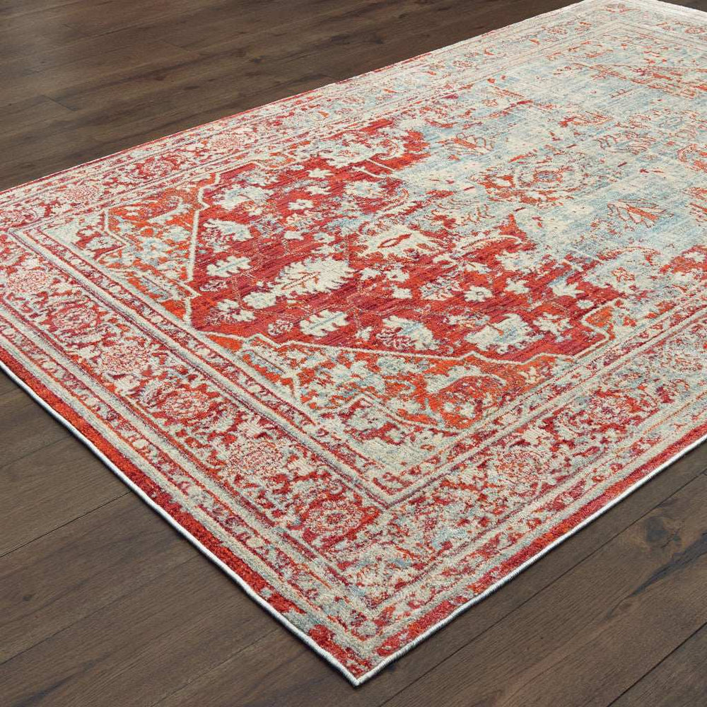 10' X 13' Grey And Orange Oriental Power Loom Stain Resistant Area Rug - Homeroots - Flyclothing LLC