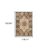 10' X 13' Ivory And Brown Oriental Power Loom Stain Resistant Area Rug - Homeroots - Flyclothing LLC