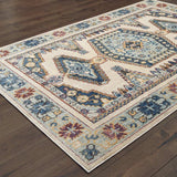 10' X 13' Ivory And Blue Oriental Power Loom Stain Resistant Area Rug - Homeroots - Flyclothing LLC