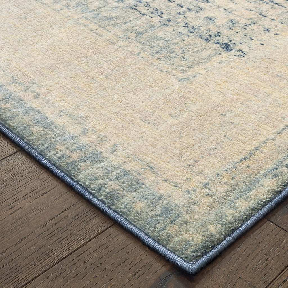 10' X 13' Ivory And Blue Oriental Power Loom Stain Resistant Area Rug - Homeroots - Flyclothing LLC
