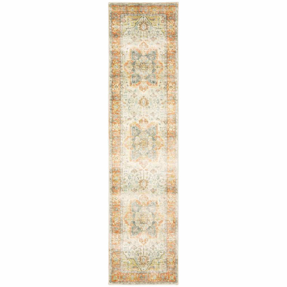 2' X 8' Blue And Orange Abstract Power Loom Stain Resistant Runner Rug - Homeroots - Flyclothing LLC