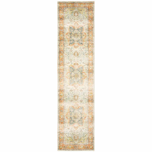 2' X 8' Blue And Orange Abstract Power Loom Stain Resistant Runner Rug - Homeroots - Flyclothing LLC