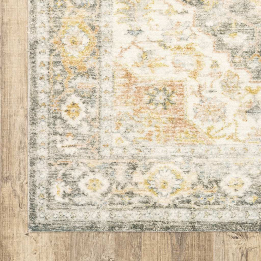 2' X 8' Gray And Ivory Oriental Power Loom Stain Resistant Runner Rug - Homeroots - Flyclothing LLC