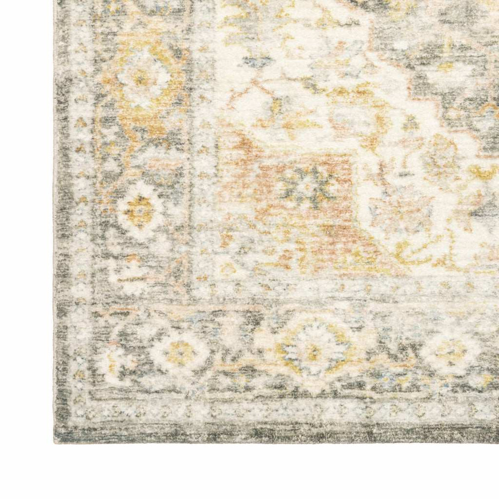 2' X 8' Gray And Ivory Oriental Power Loom Stain Resistant Runner Rug - Homeroots - Flyclothing LLC