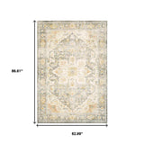 5' X 7' Grey Gold Orange And Ivory Oriental Power Loom Stain Resistant Area Rug - Homeroots - Flyclothing LLC