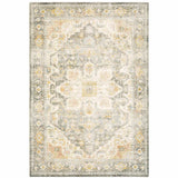 5' X 7' Grey Gold Orange And Ivory Oriental Power Loom Stain Resistant Area Rug - Homeroots - Flyclothing LLC