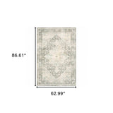 5' X 7' Grey Ivory And Blue Oriental Power Loom Stain Resistant Area Rug - Homeroots - Flyclothing LLC
