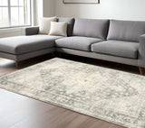 8' X 10' Grey Ivory And Blue Oriental Power Loom Stain Resistant Area Rug - Homeroots - Flyclothing LLC