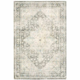 8' X 10' Grey Ivory And Blue Oriental Power Loom Stain Resistant Area Rug - Homeroots - Flyclothing LLC
