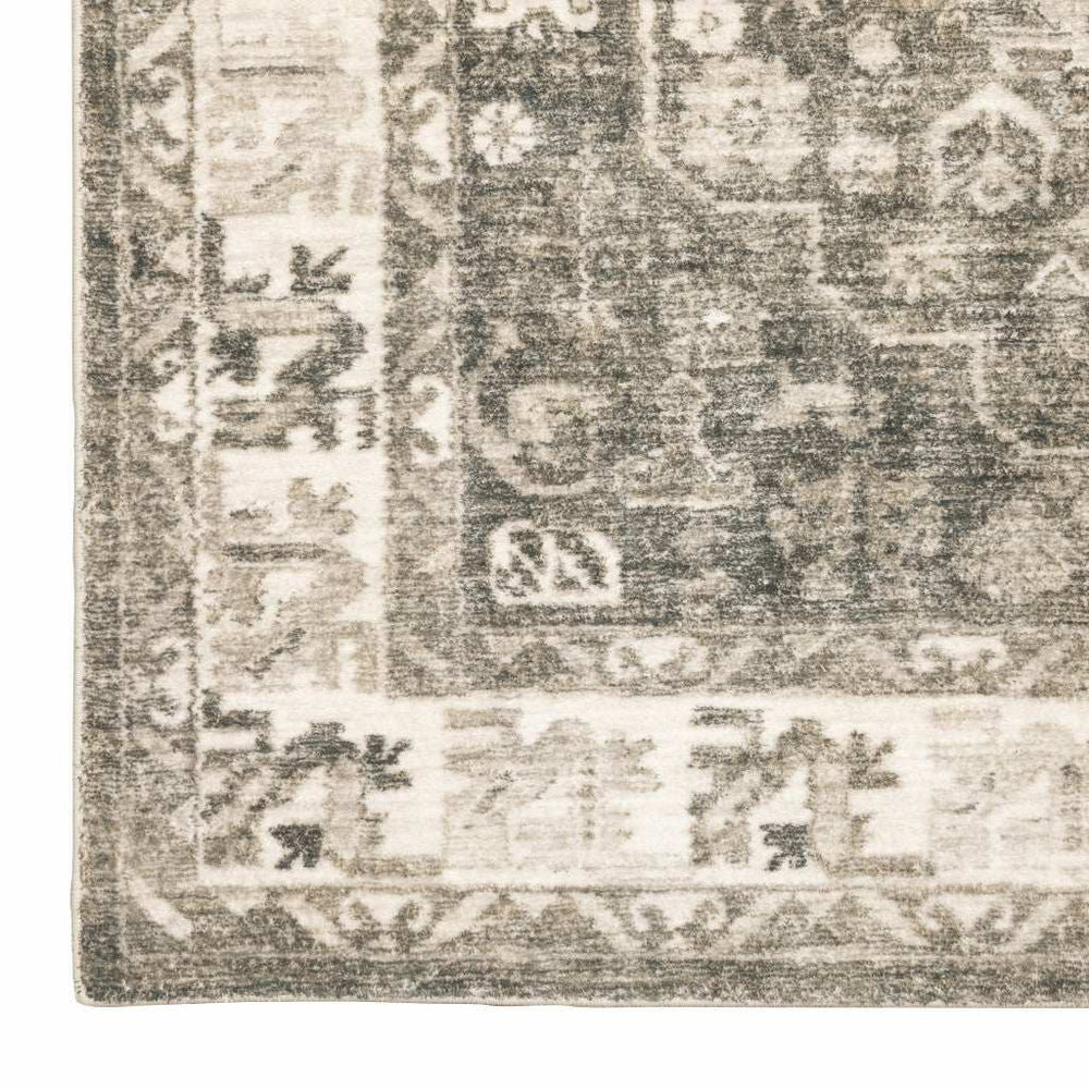 2' X 8' Grey Ivory Tan And Beige Oriental Power Loom Stain Resistant Runner Rug - Homeroots - Flyclothing LLC