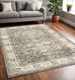 5' X 7' Grey Ivory Tan And Beige Oriental Power Loom Stain Resistant Area Rug - Homeroots - Flyclothing LLC