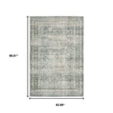 5' X 7' Blue Ivory And Grey Oriental Power Loom Stain Resistant Area Rug - Homeroots - Flyclothing LLC