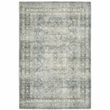 8' X 10' Blue Ivory And Grey Oriental Power Loom Stain Resistant Area Rug - Homeroots - Flyclothing LLC