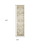 2' X 8' Tan Ivory Grey And Beige Oriental Power Loom Stain Resistant Runner Rug - Homeroots - Flyclothing LLC