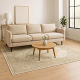 5' X 7' Tan Ivory Grey And Beige Oriental Power Loom Stain Resistant Area Rug - Homeroots - Flyclothing LLC