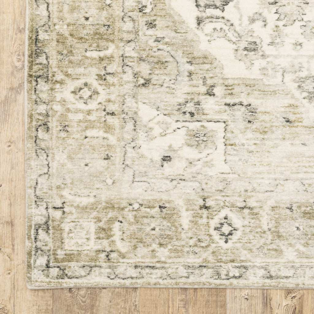 8' X 10' Tan Ivory Grey And Beige Oriental Power Loom Stain Resistant Area Rug - Homeroots - Flyclothing LLC