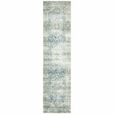 2' X 8' Grey Blue And Ivory Oriental Power Loom Stain Resistant Runner Rug - Homeroots - Flyclothing LLC