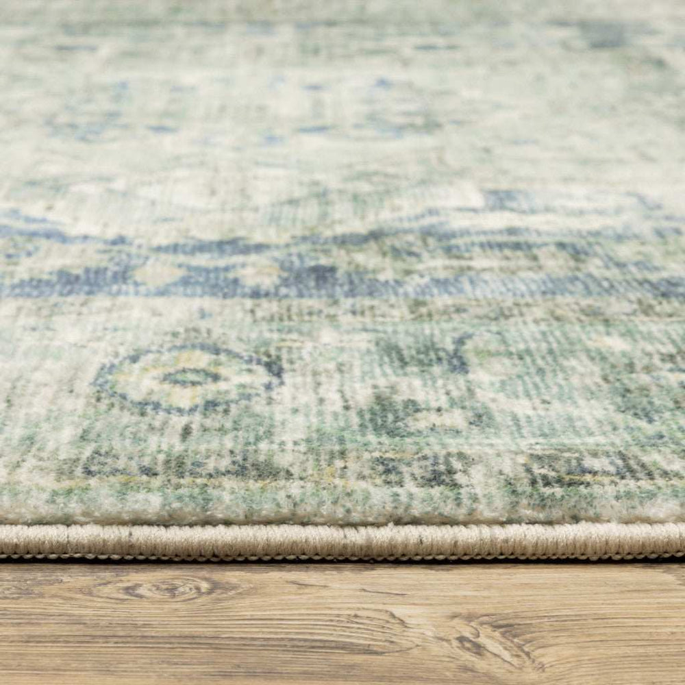 2' X 8' Grey Blue And Ivory Oriental Power Loom Stain Resistant Runner Rug - Homeroots - Flyclothing LLC