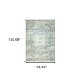 8' X 10' Grey Blue And Ivory Oriental Power Loom Stain Resistant Area Rug - Homeroots - Flyclothing LLC