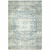 8' X 10' Grey Blue And Ivory Oriental Power Loom Stain Resistant Area Rug - Homeroots - Flyclothing LLC