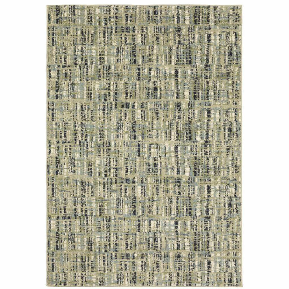 10' X 13' Green Blue Ivory Beige And Light Blue Abstract Power Loom Stain Resistant Area Rug - Homeroots - Flyclothing LLC