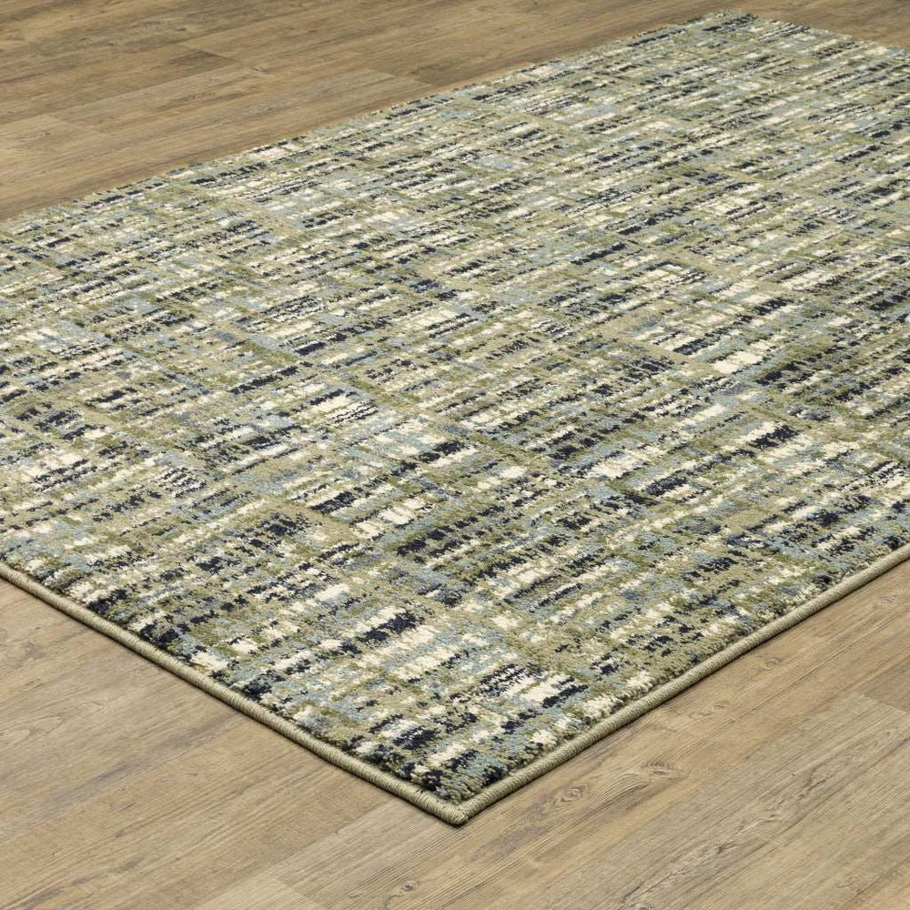 10' X 13' Green Blue Ivory Beige And Light Blue Abstract Power Loom Stain Resistant Area Rug - Homeroots - Flyclothing LLC