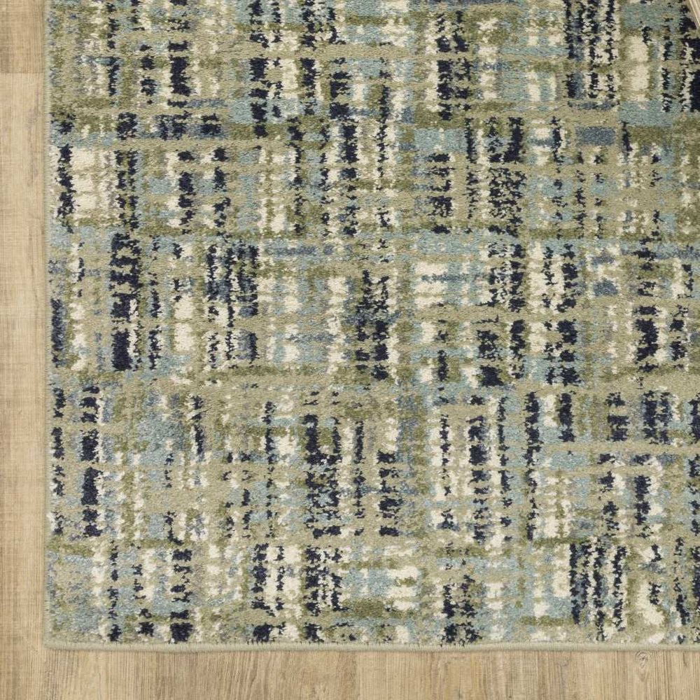 10' X 13' Green Blue Ivory Beige And Light Blue Abstract Power Loom Stain Resistant Area Rug - Homeroots - Flyclothing LLC