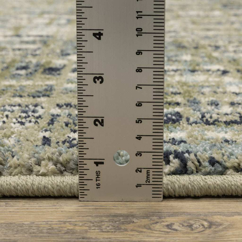 10' X 13' Green Blue Ivory Beige And Light Blue Abstract Power Loom Stain Resistant Area Rug - Homeroots - Flyclothing LLC