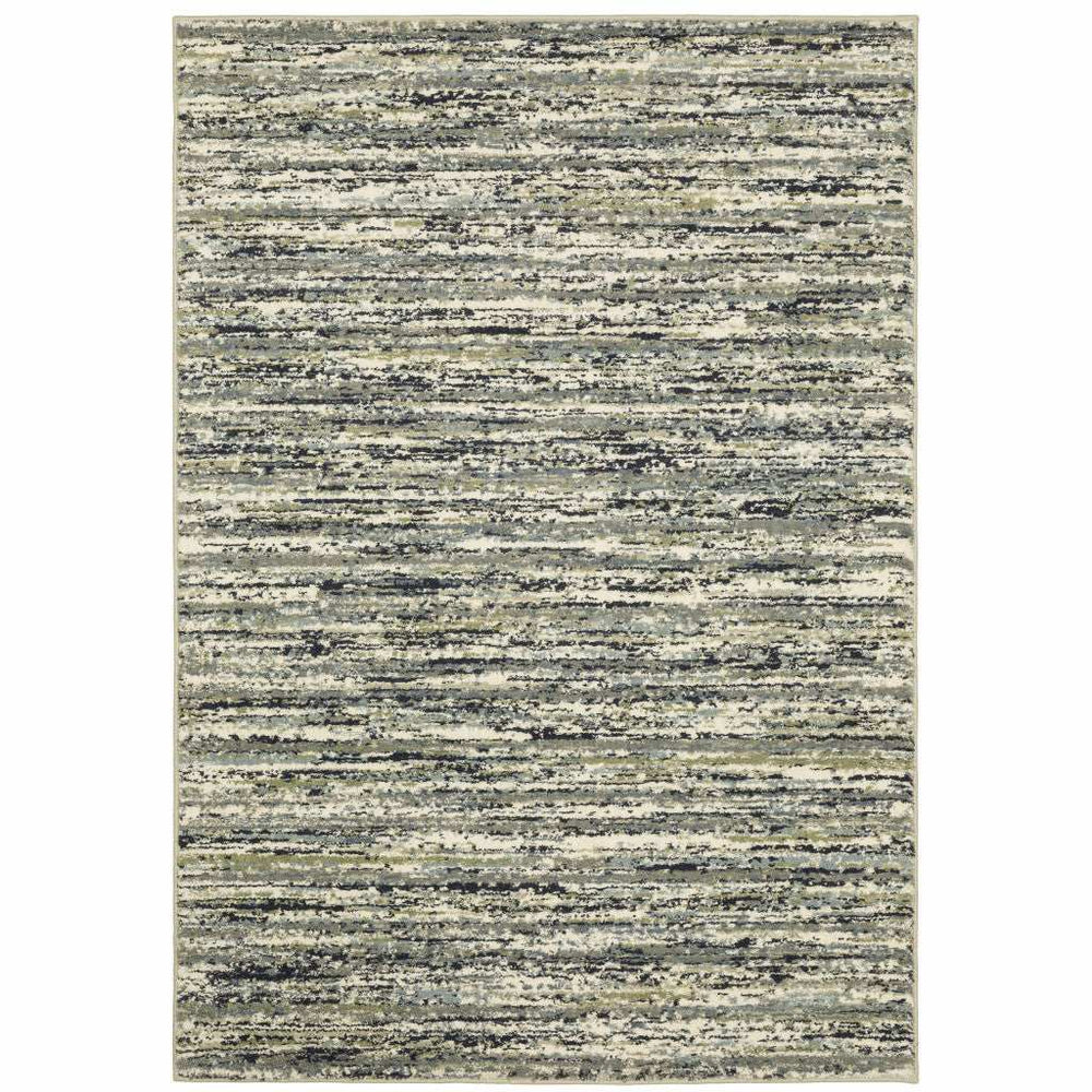10' X 13' Blue Green Light Blue Grey And Ivory Abstract Power Loom Stain Resistant Area Rug - Homeroots - Flyclothing LLC