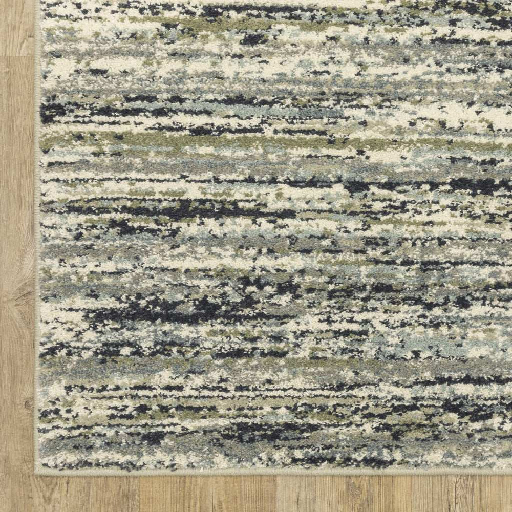 10' X 13' Blue Green Light Blue Grey And Ivory Abstract Power Loom Stain Resistant Area Rug - Homeroots - Flyclothing LLC