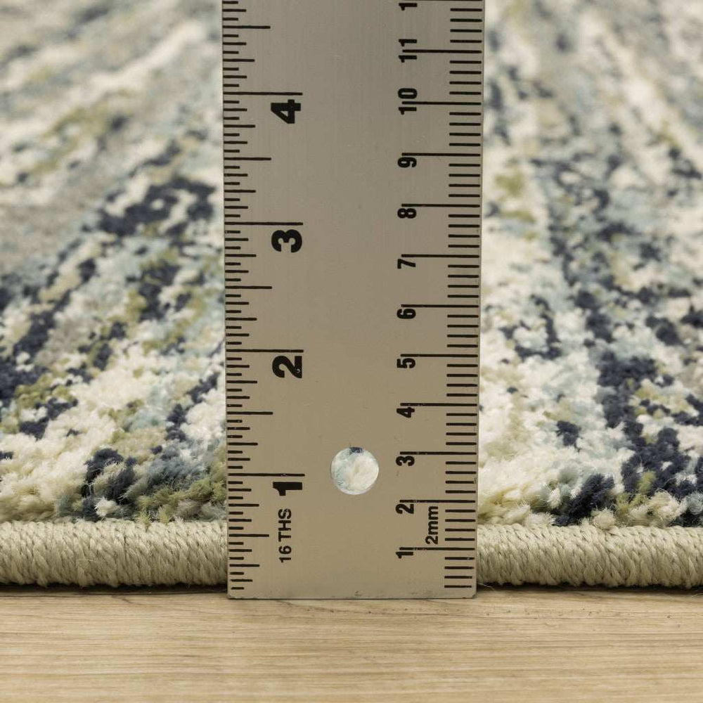 10' X 13' Blue Green Light Blue Grey And Ivory Abstract Power Loom Stain Resistant Area Rug - Homeroots - Flyclothing LLC