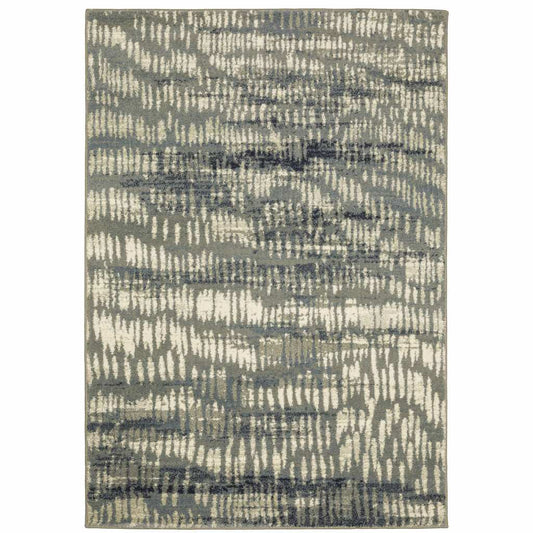 10' X 13' Grey Beige Blue And Light Blue Abstract Power Loom Stain Resistant Area Rug - Homeroots - Flyclothing LLC